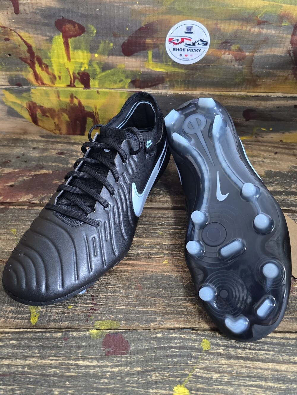 Nike Legend 10 Elite FG Black Light Blue DV4328-003 Men sz 5.5‎ (women sz 7) New - Picture 7 of 8